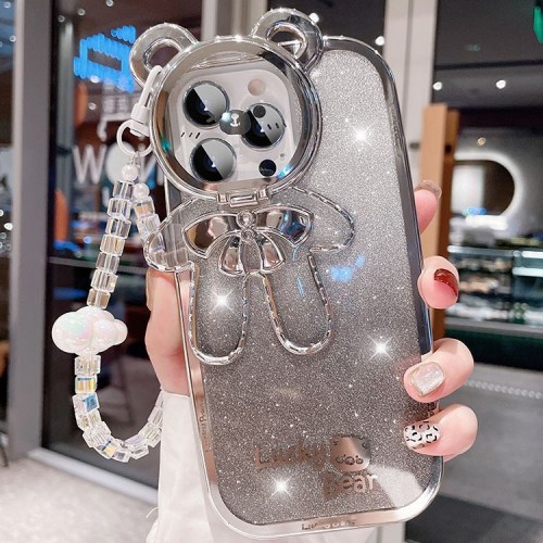 Cloud Crystal Lanyard Gradient Glitter Lens Cover Bracket For iPhone